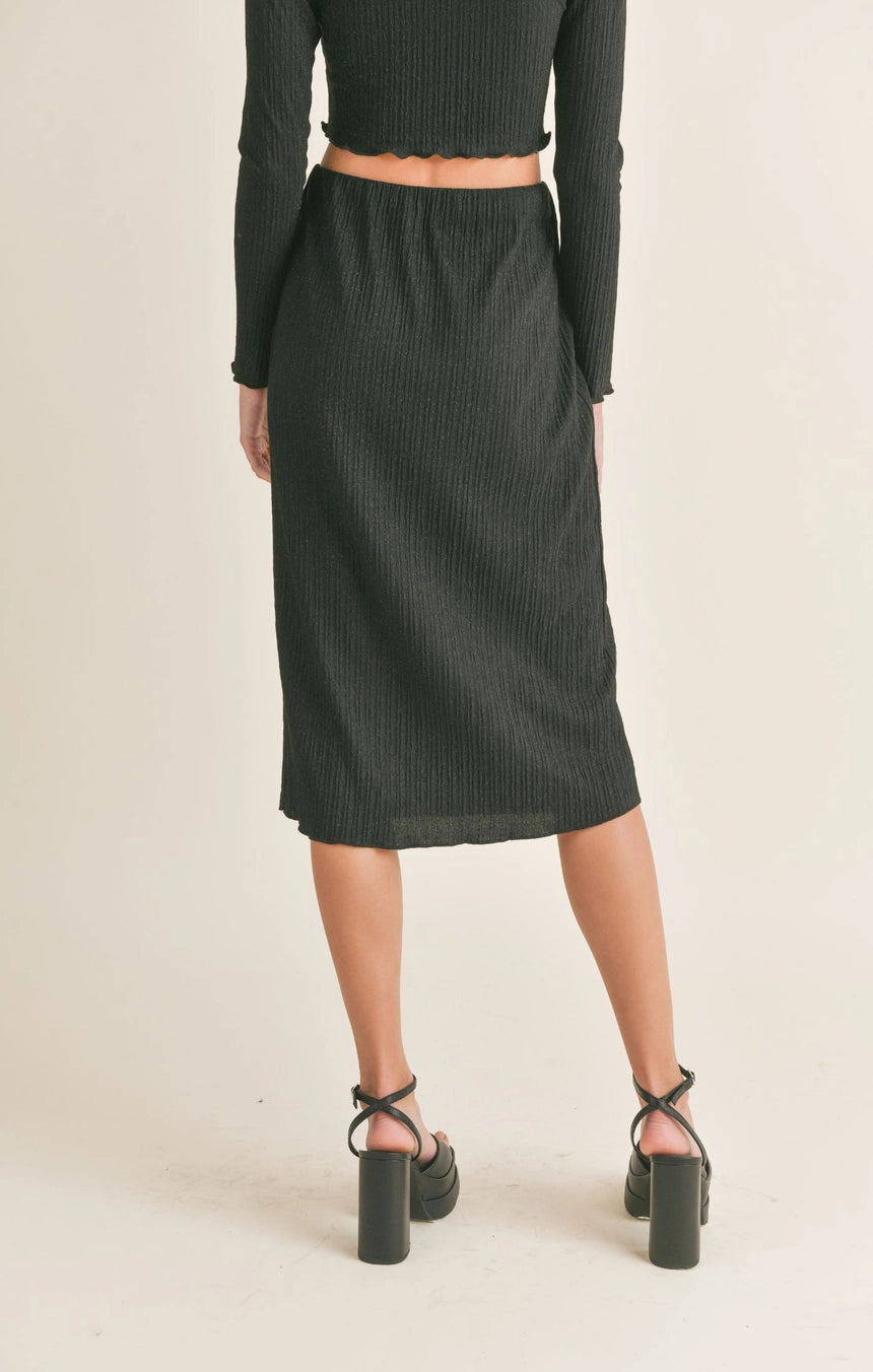 NELLY LETTUCE HEM MIDI SKIRT