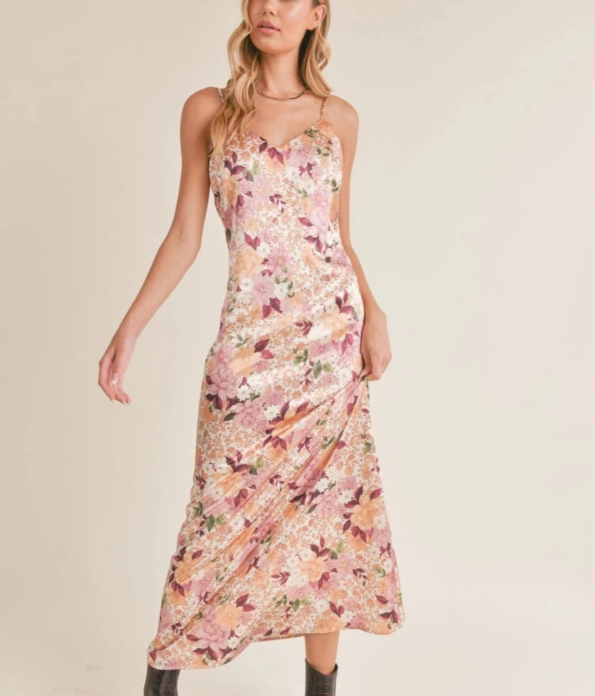 FLORAL SLIP MIDI DRESS