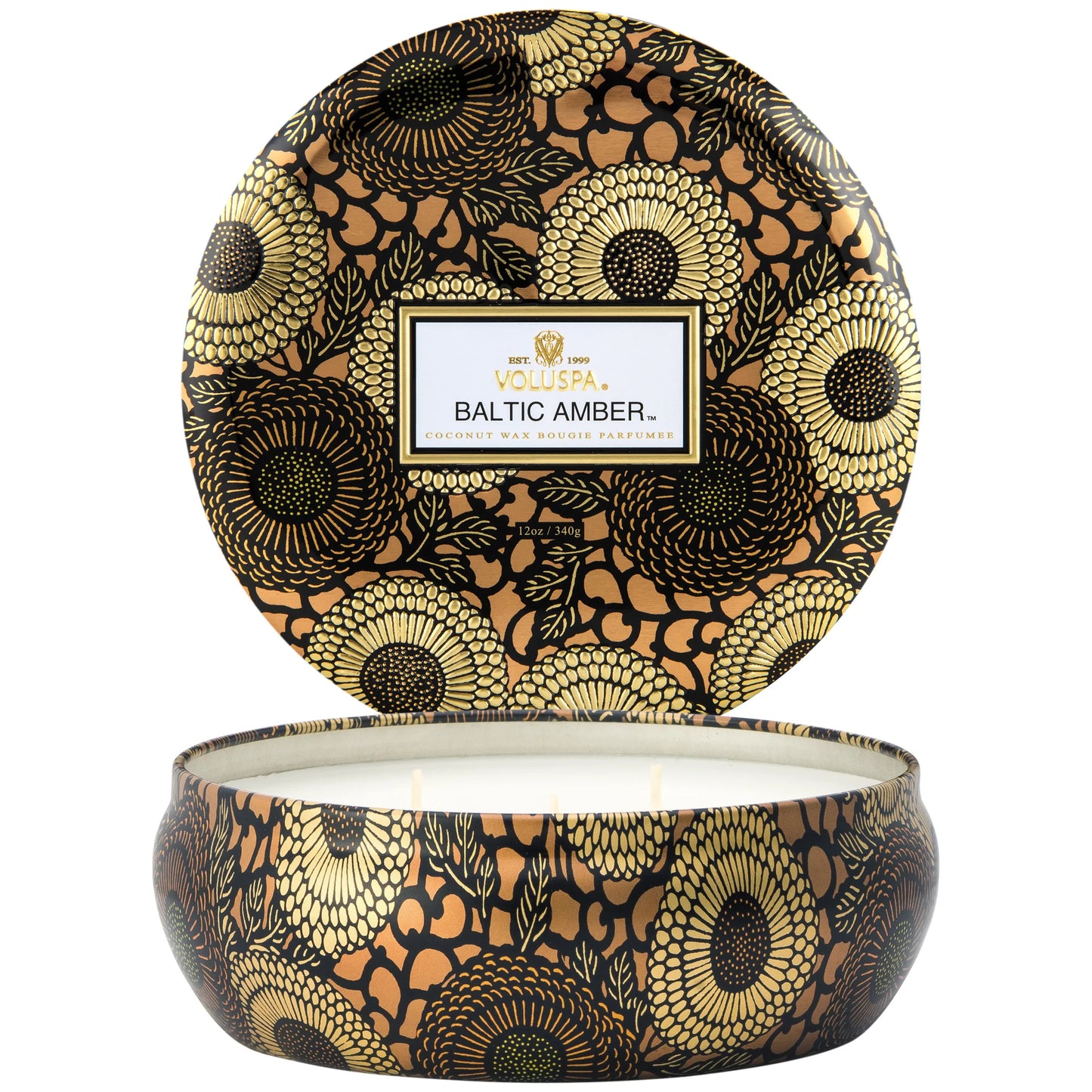 VOLUSPA 3 WICK CANDLE IN DECORATIVE TIN