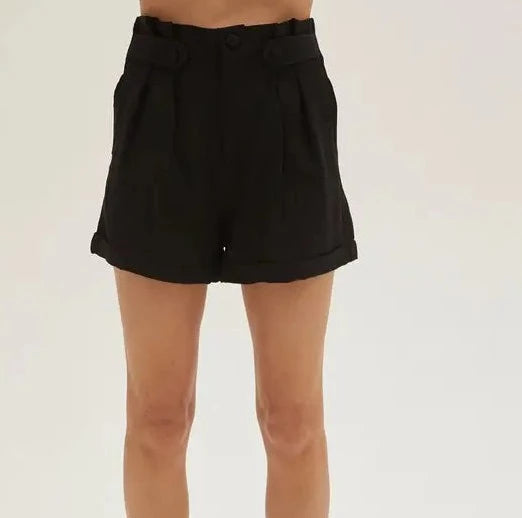 HELENA PLEATED HIGH WAISTED LINEN SHORTS