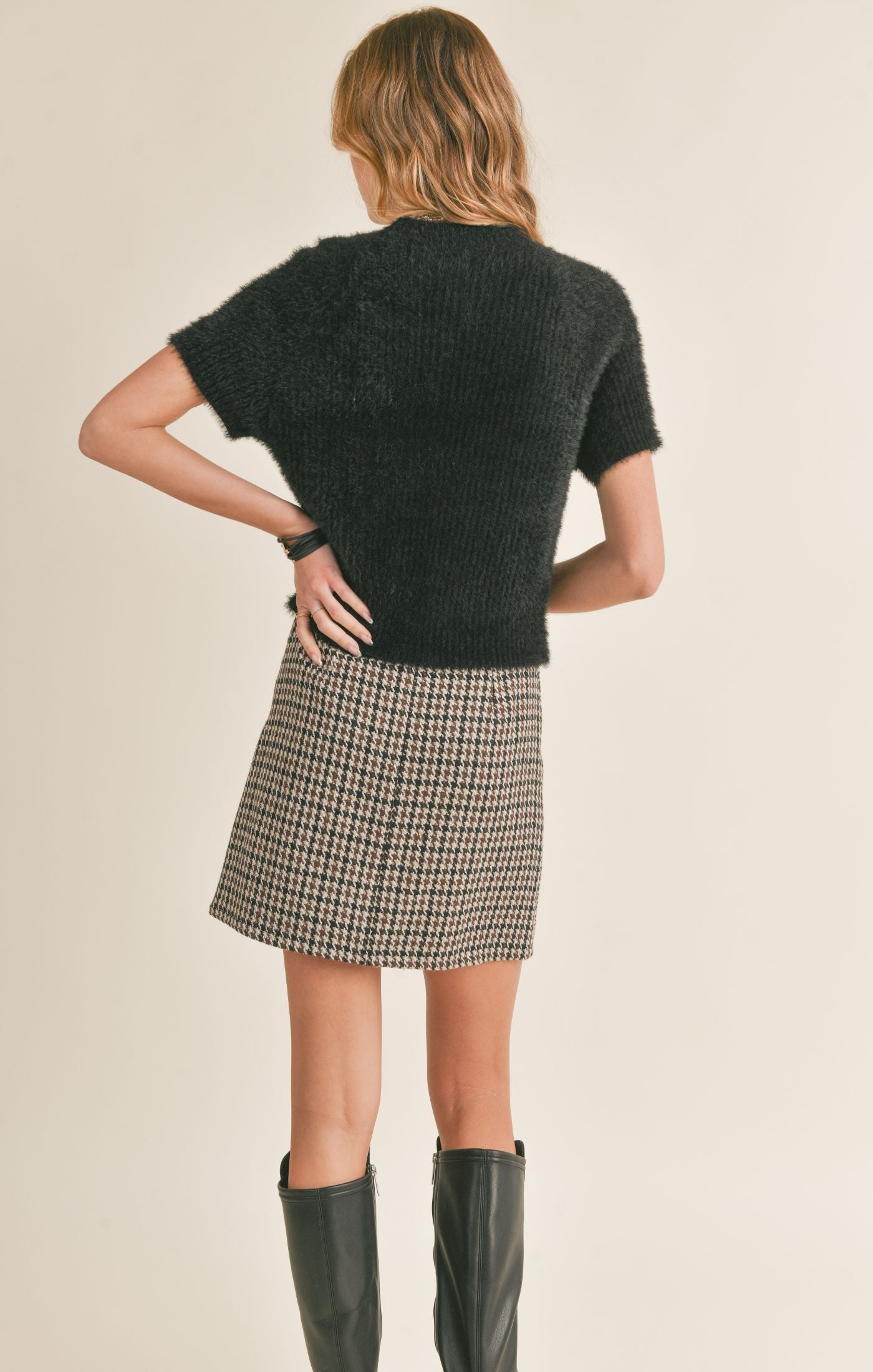 FRAN HOUNDSTOOTH MINI SKIRT