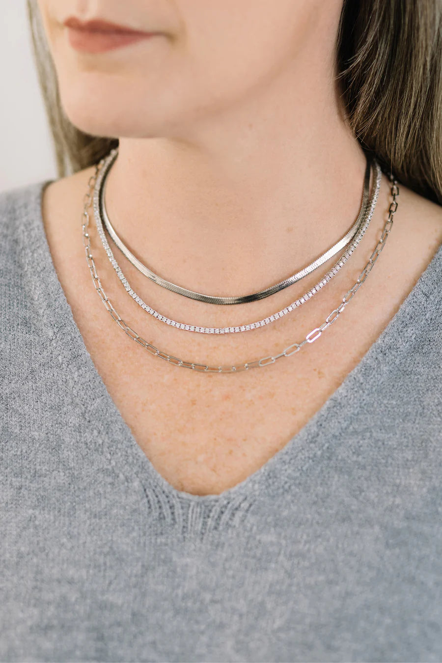 Cobblestone EUGENIE RHODIUM PLATED NECKLACE