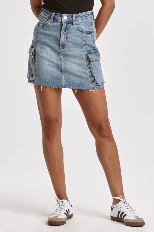 QUINN SUPER HIGH RISE DENIM SKIRT