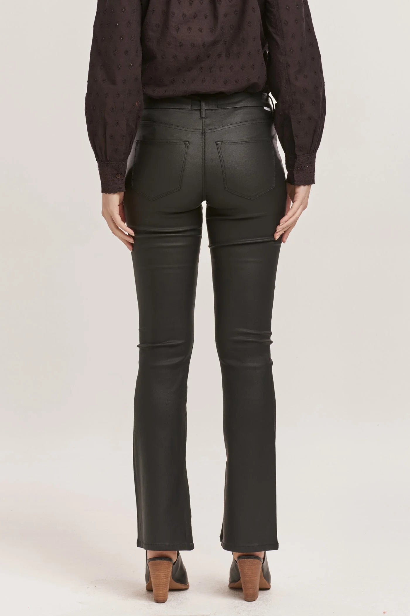 JAXTYN HIGH RISE BOOTCUT LEATHER PANTS