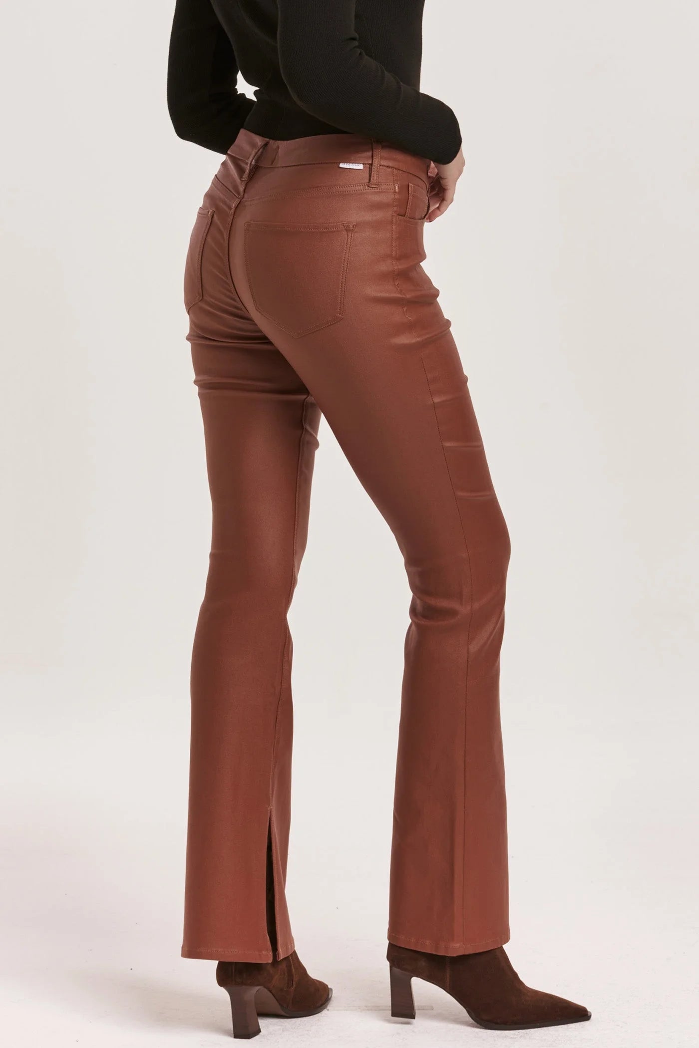 JAXTYN HIGH RISE BOOTCUT LEATHER PANTS