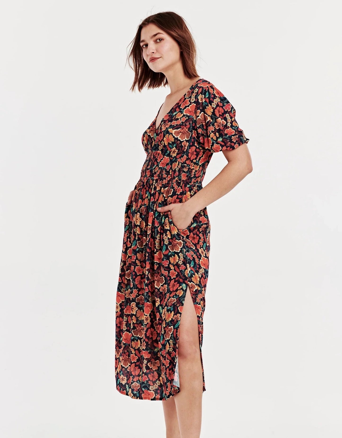 FLORAL V-NECK JENNIFER DRESS