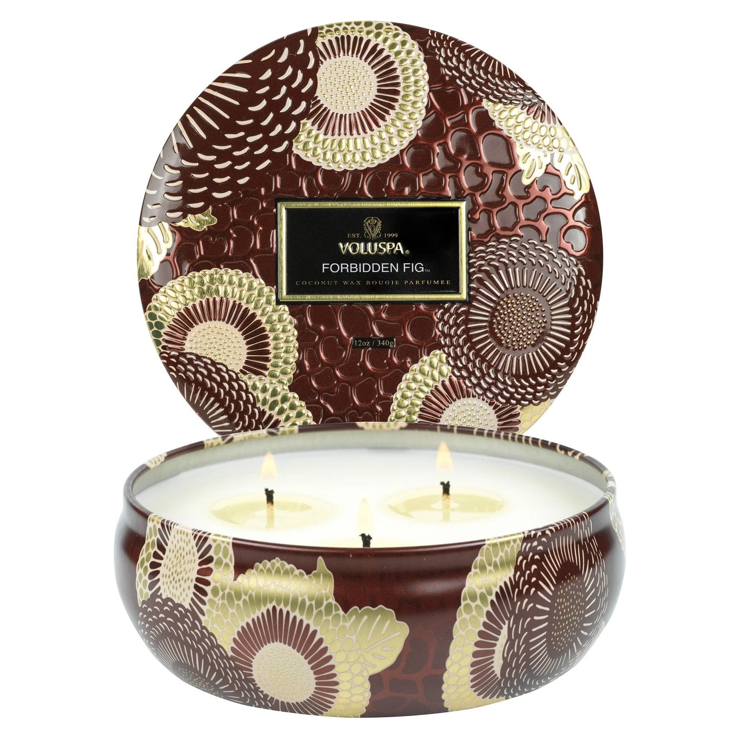 VOLUSPA 3 WICK CANDLE IN DECORATIVE TIN