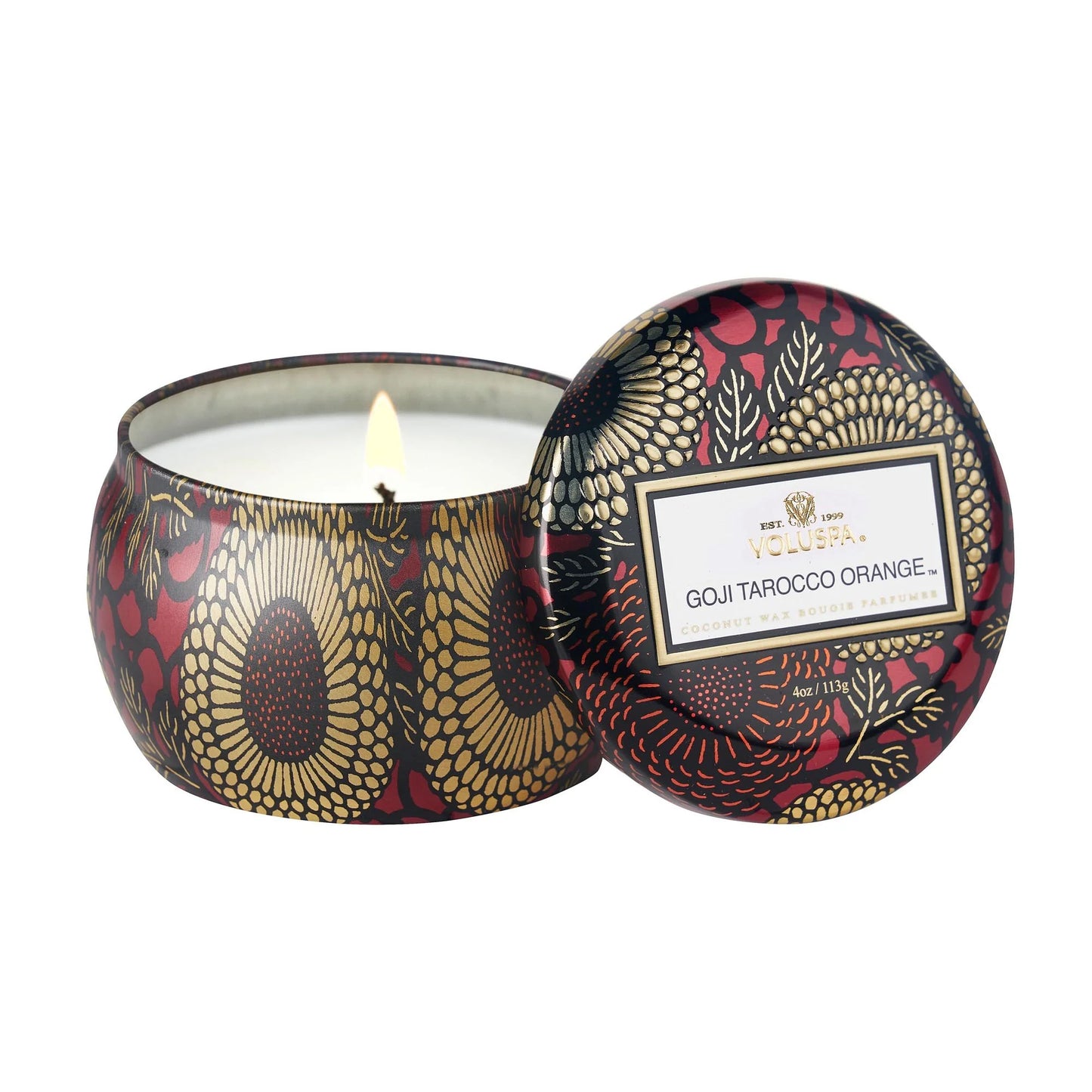 VOLUSPA 4 OZ DECORATIVE TIN CANDLE