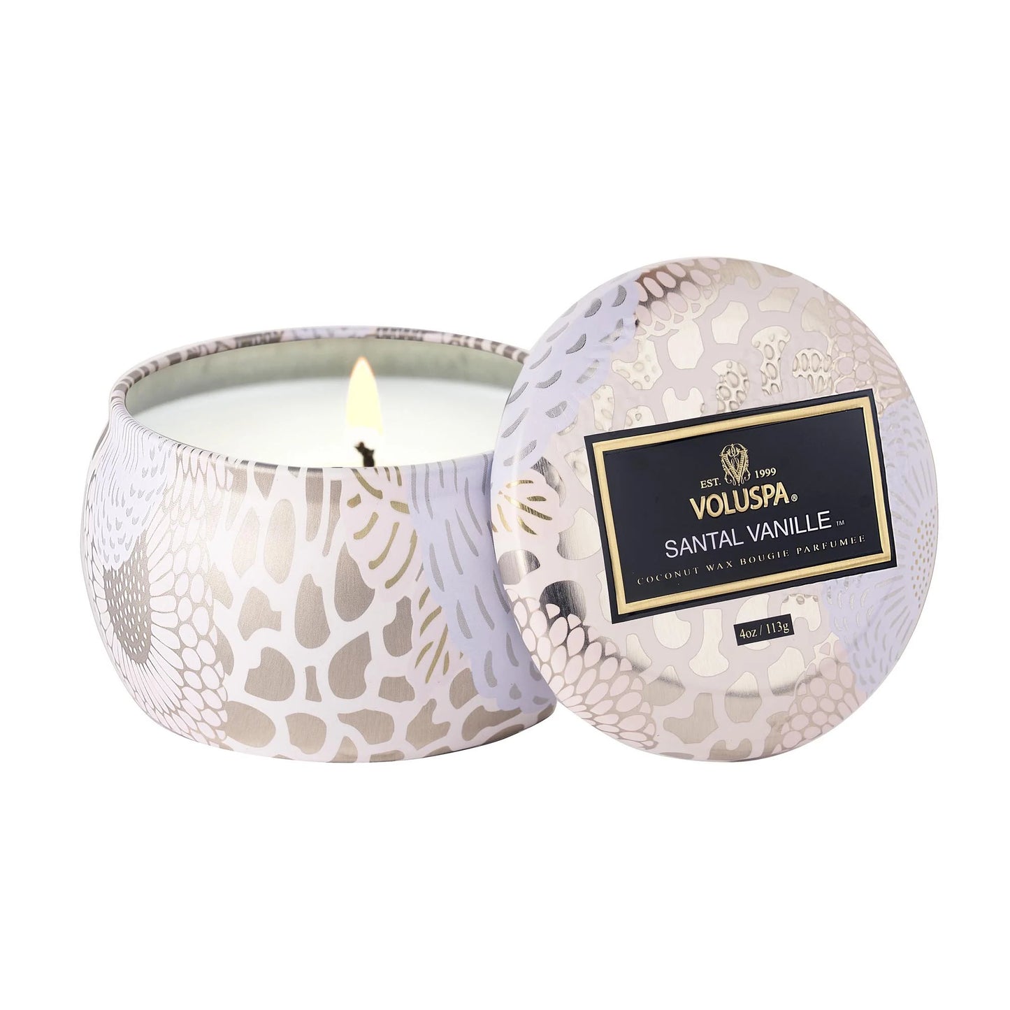 VOLUSPA 4 OZ DECORATIVE TIN CANDLE