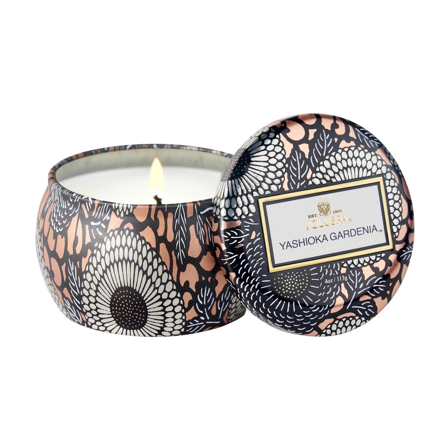 VOLUSPA 4 OZ DECORATIVE TIN CANDLE