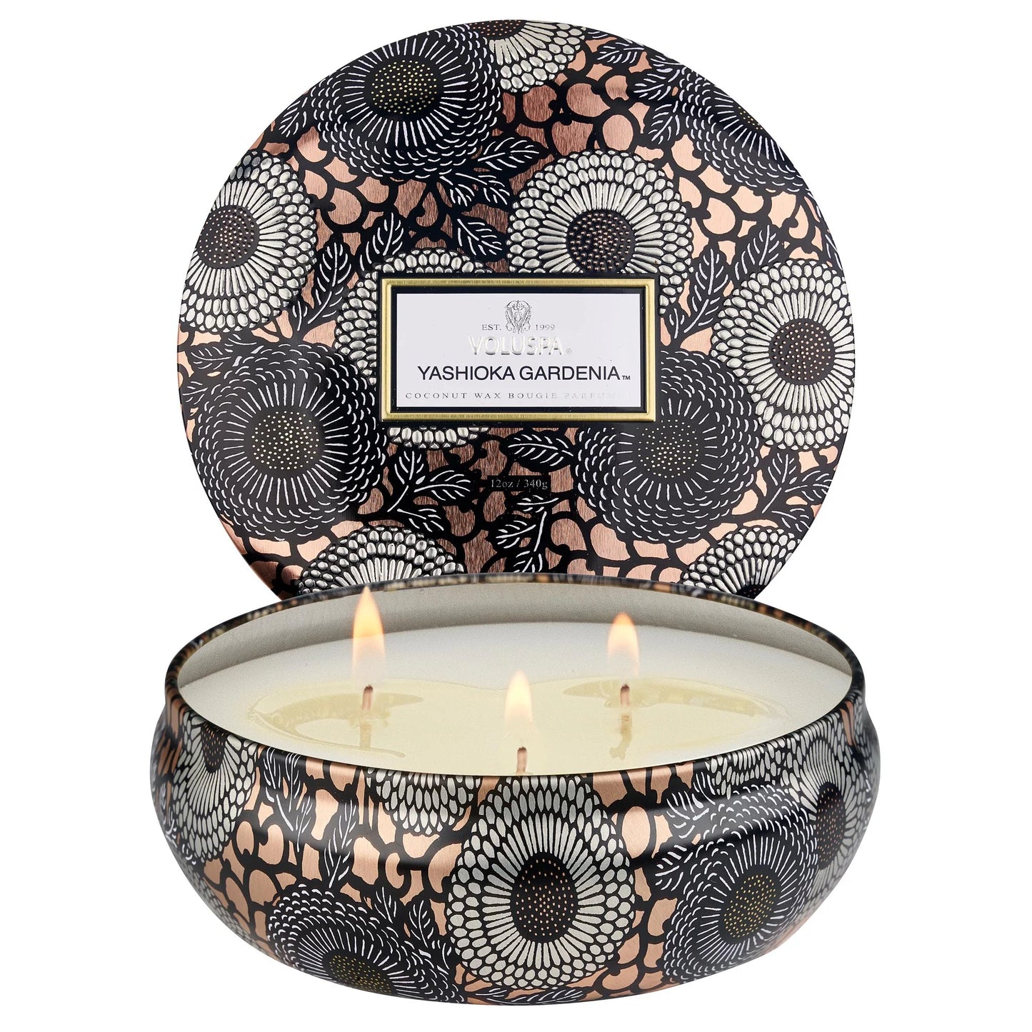 VOLUSPA 3 WICK CANDLE IN DECORATIVE TIN