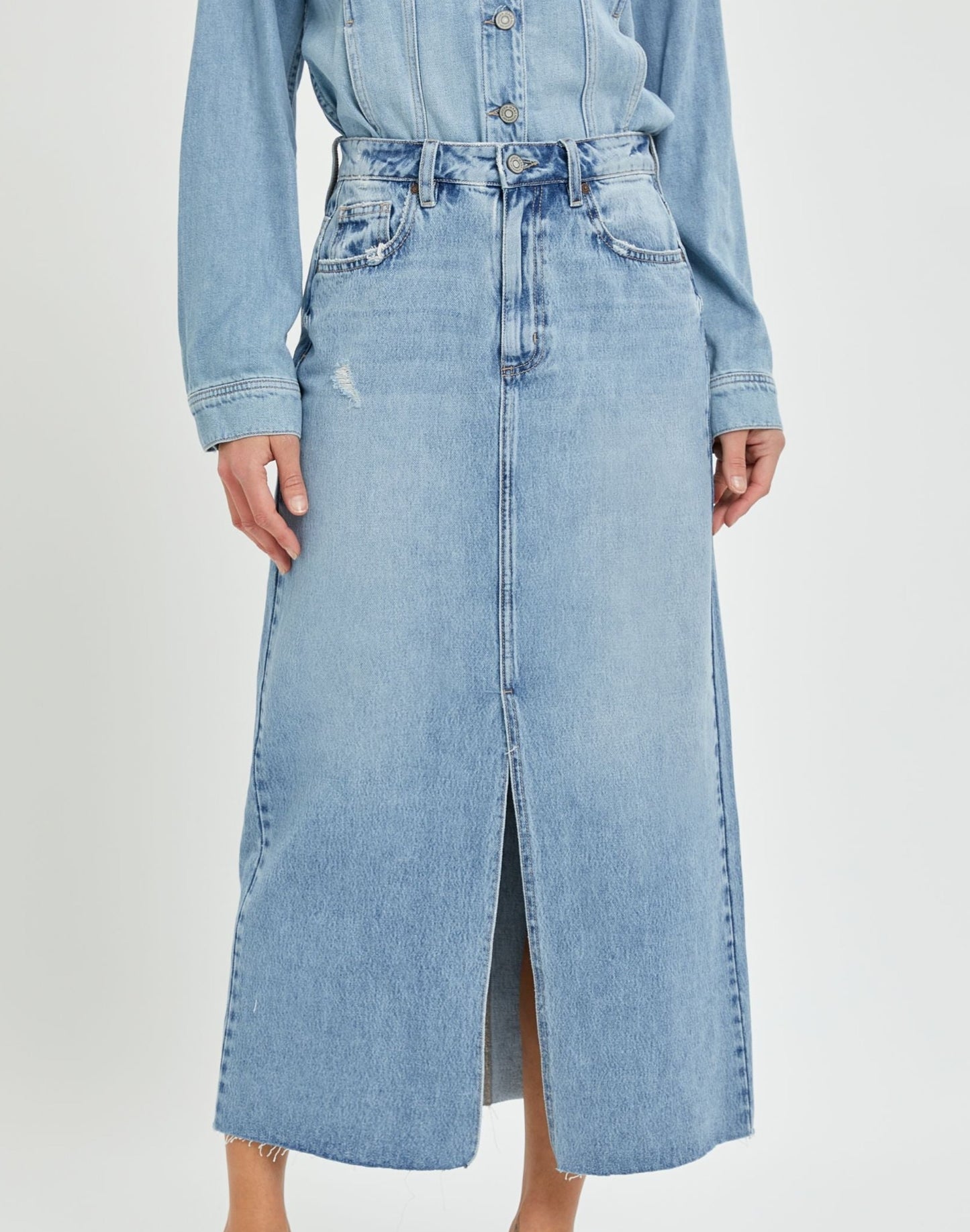 PEYTON DENIM MIDI SKIRT