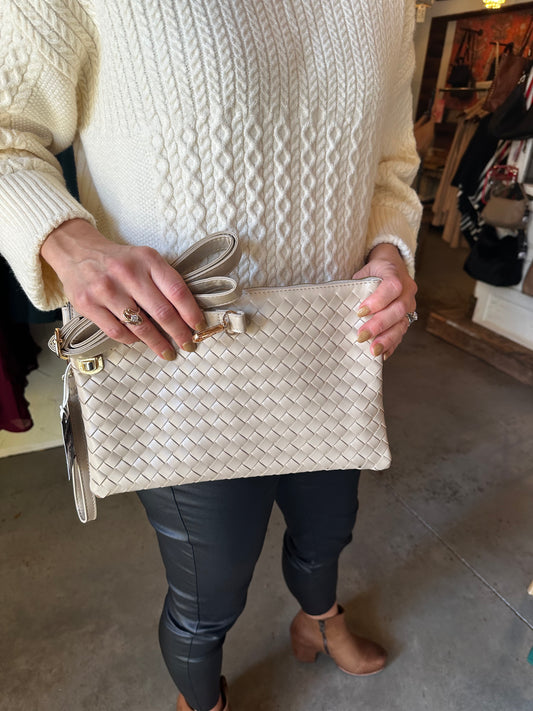 WOVEN LEATHER CROSSBODY