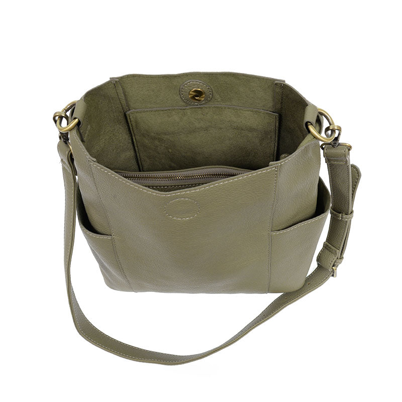 KAYLEIGH SIDE POCKET BUCKET BAG