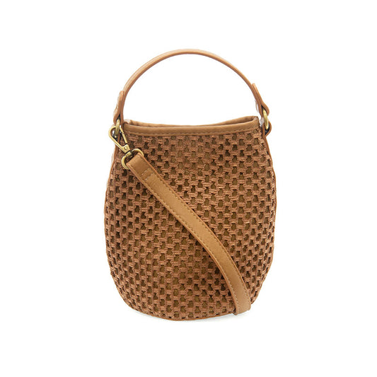 KAIA OPEN WEAVE BUCKET CROSSBODY