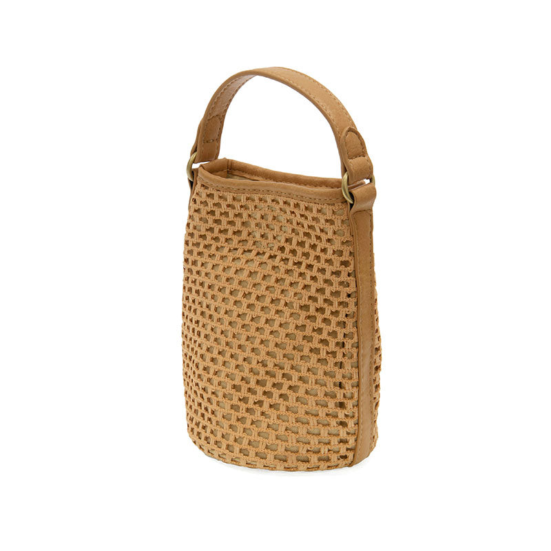 KAIA OPEN WEAVE BUCKET CROSSBODY