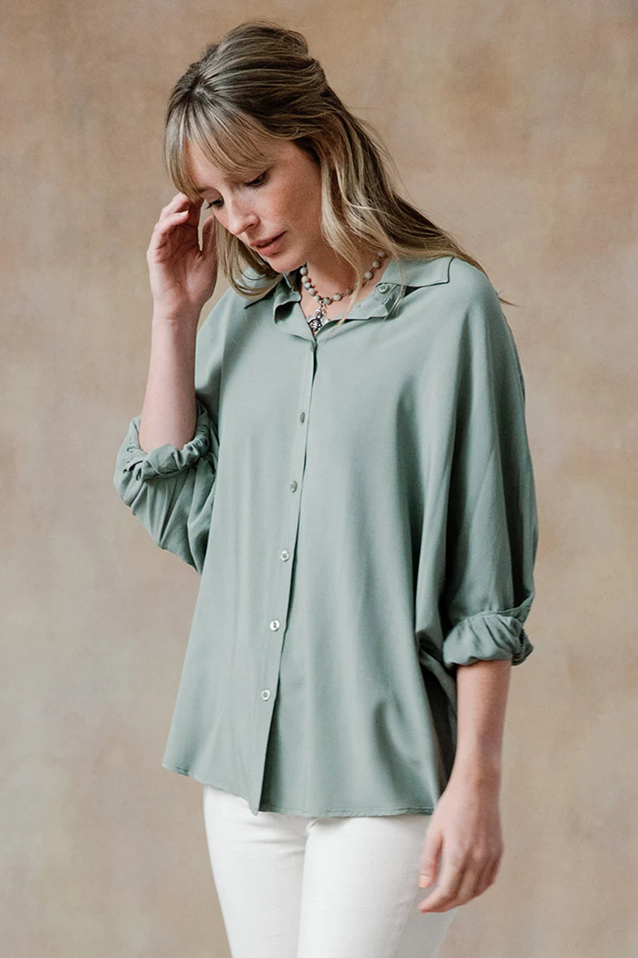 REMI DOLMAN SLEEVE BUTTON UP TOP