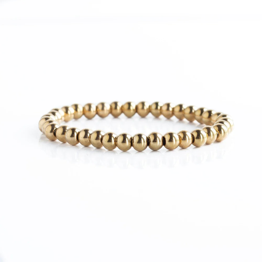 GOLD 6MM BEADED BRACELET