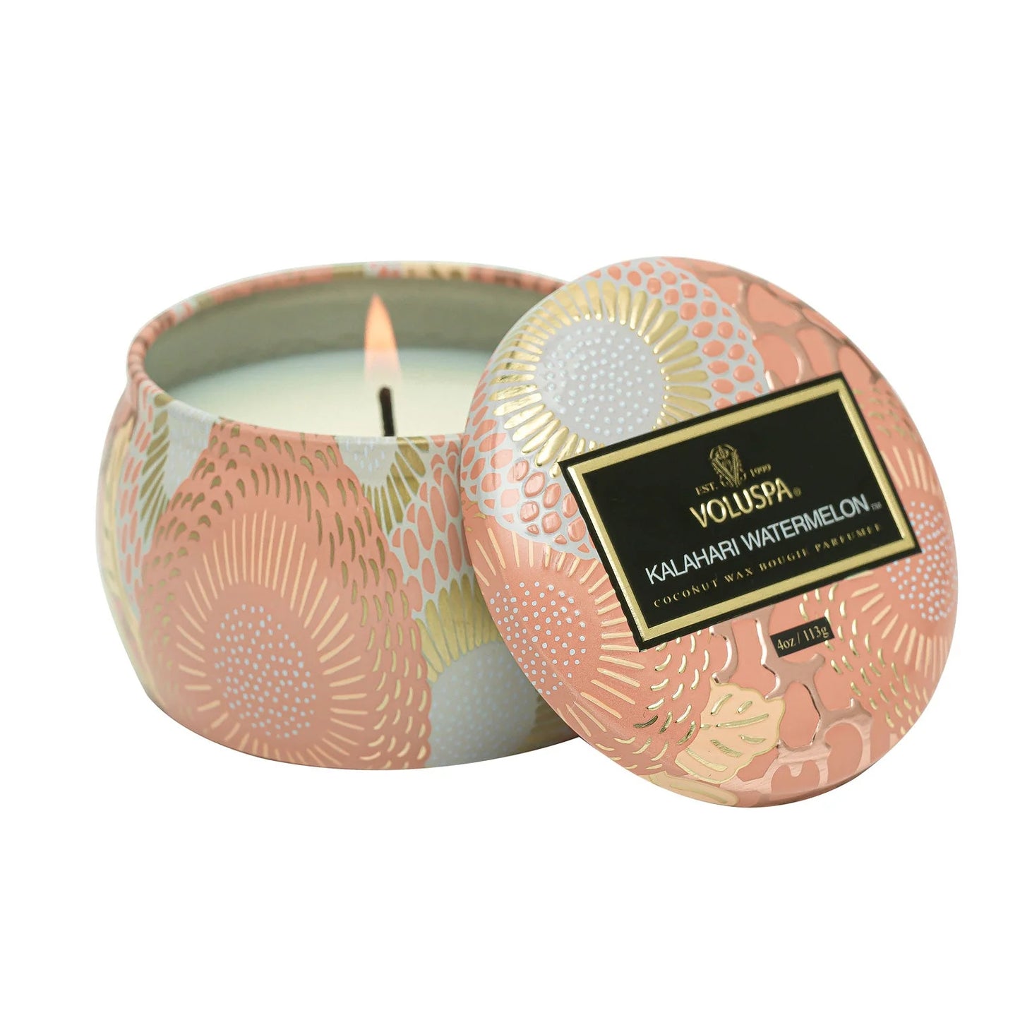 VOLUSPA 4 OZ DECORATIVE TIN CANDLE