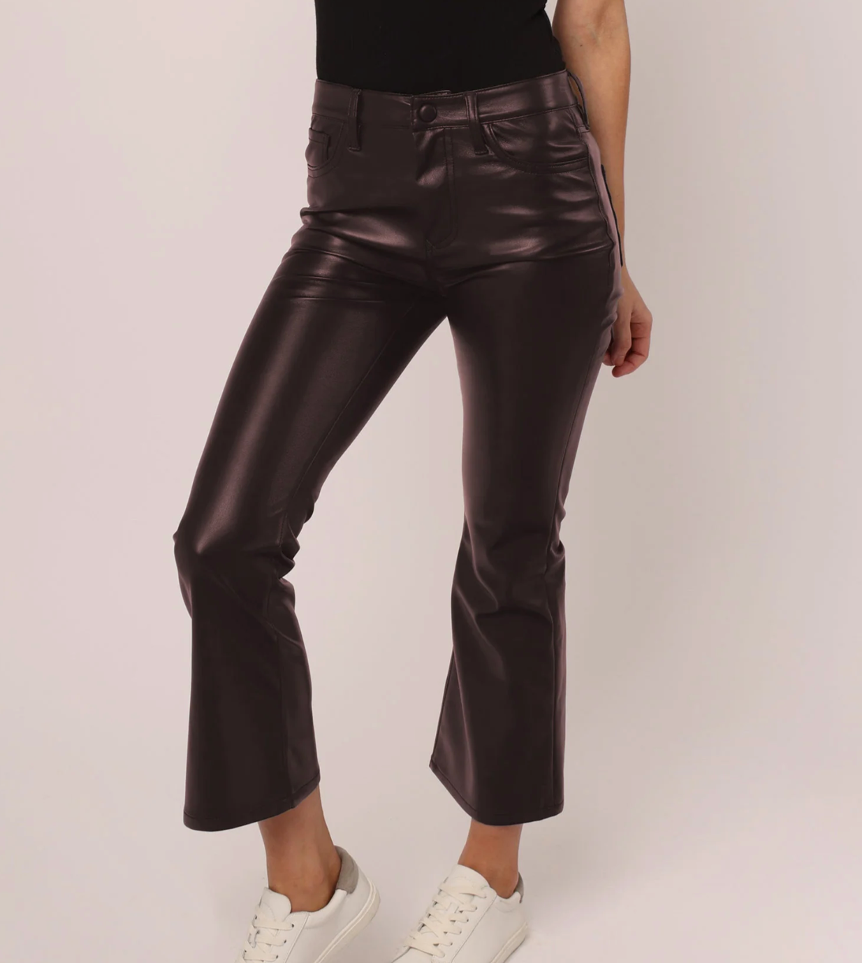 JEANNE LEATHER CROP FLARE