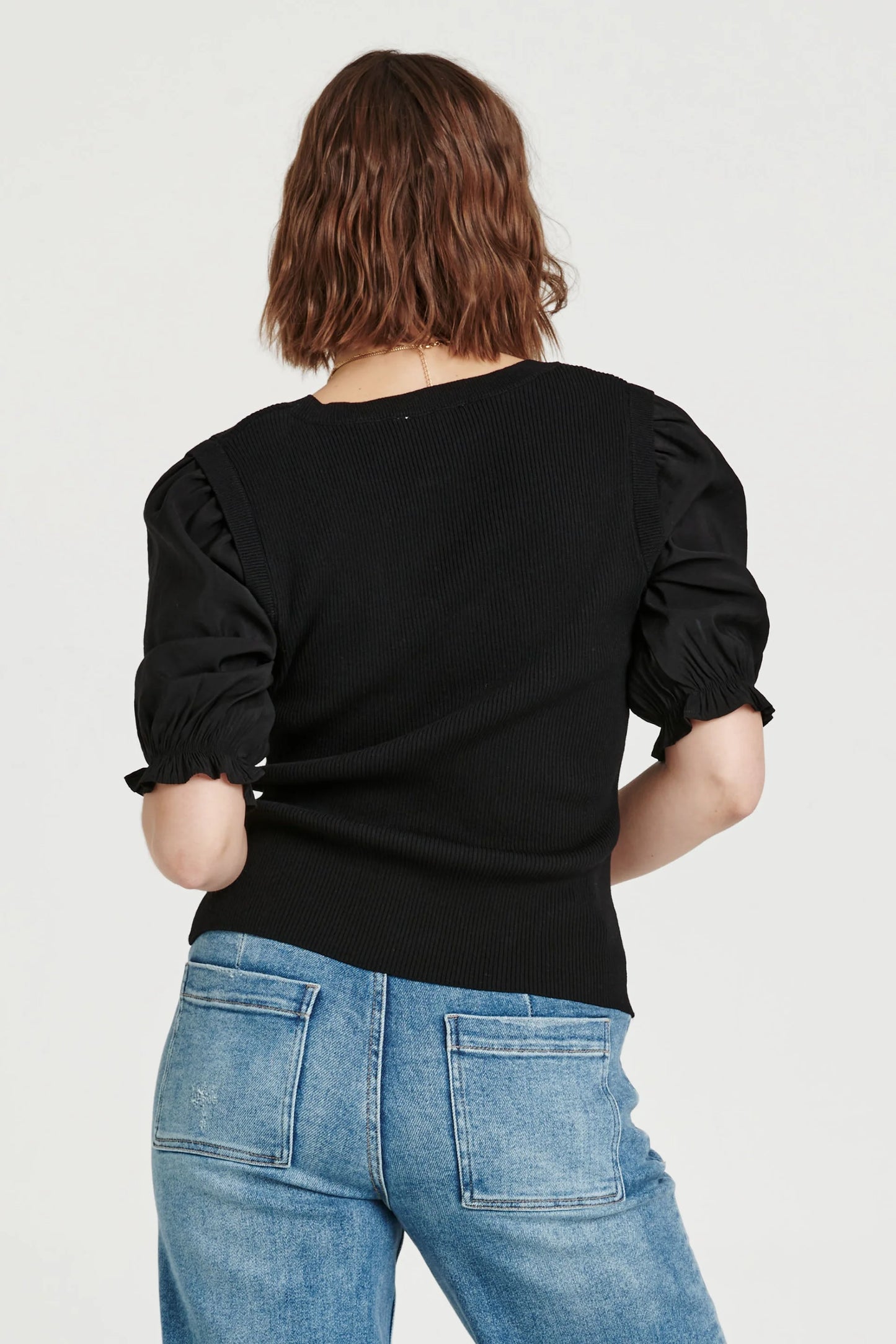 LENORE RIBBED PUFF SLEEVE TOP