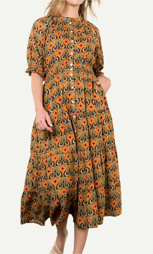 "RENEWED SPIRIT" MIDI DRESS