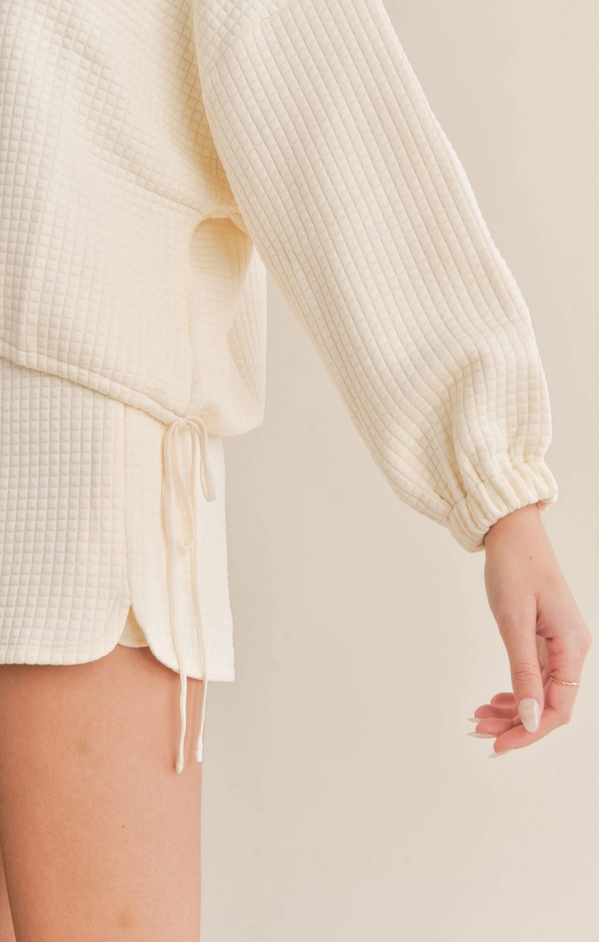 PASTTIME TEXTURED SIDETIE PULLOVER