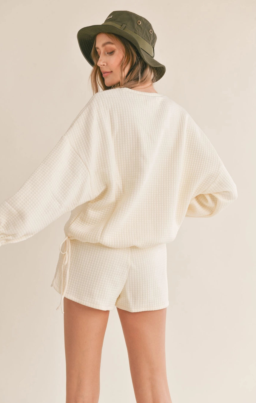 PASTTIME TEXTURED SIDETIE PULLOVER