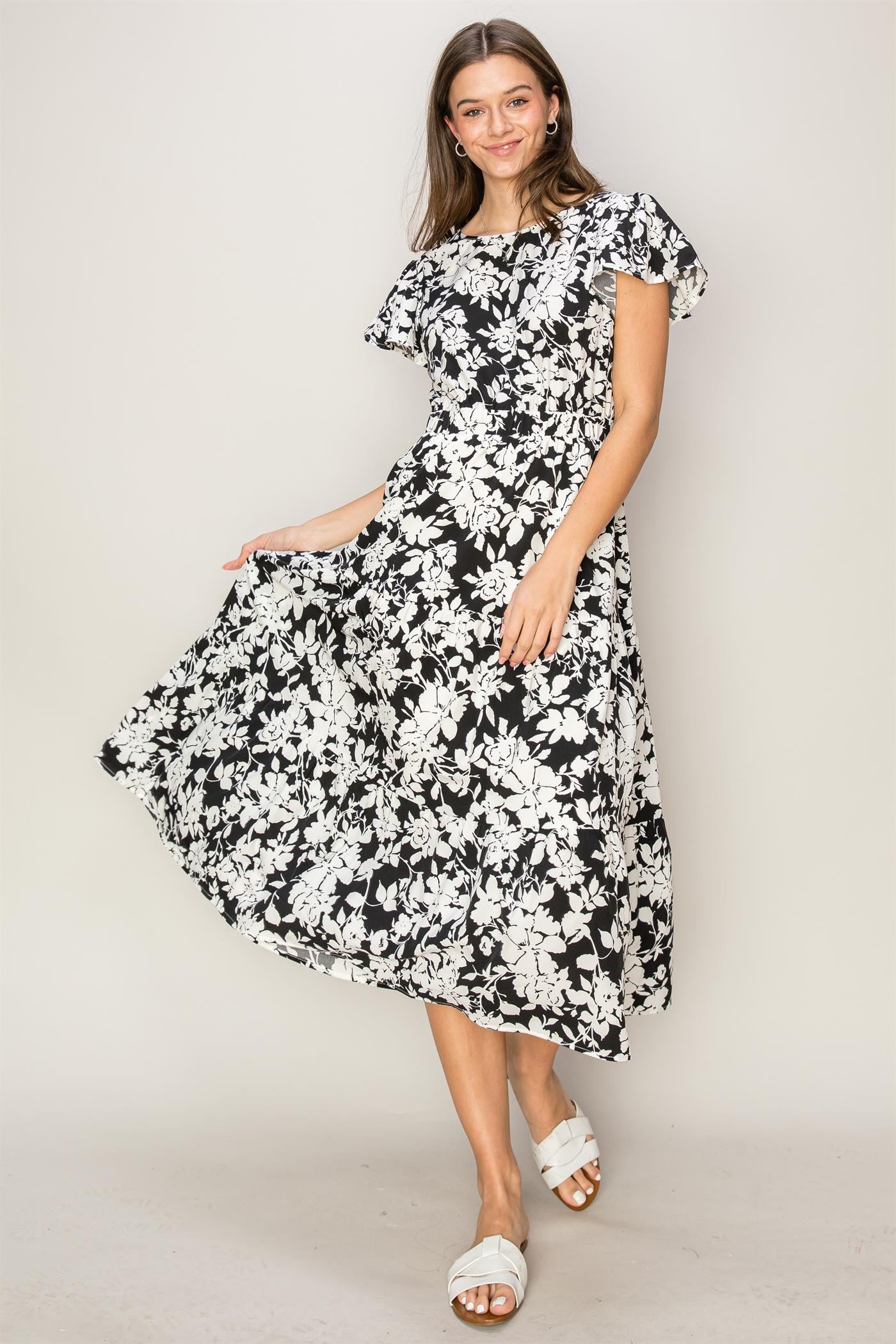 "SPRING FLOWERS" MIDI DRESS