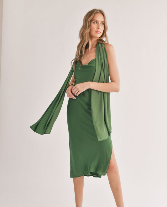 MIRAGE MIDI DRESS WITH SHAWL